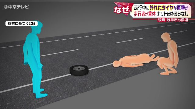 “走行中に外れたタイヤ”が直撃か　歩行者が重体　ナットはゆるみなし　岐阜市の県道