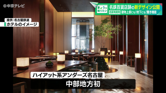 名古屋駅再開発 名鉄百貨店跡の新デザイン公開 建物上部にも!地下にも!驚き機能 2033年度に第1期の工事を完了、一部がオープン