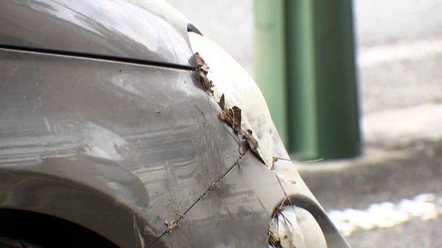 記録的大雨で水没の地下駐車場　本格的な車の搬出始まる　いまだ車体からしたたる泥水　作業は１週間から１０日間ほどかかる見込み　