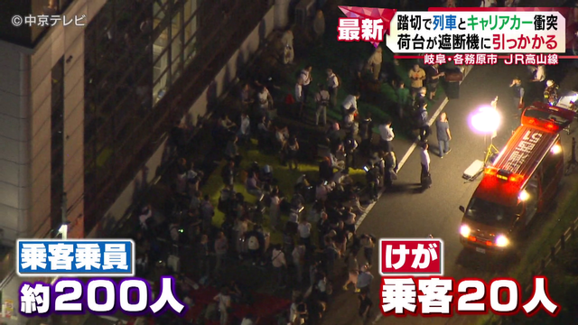 キャリアカー の荷台が遮断機に引っ掛かり立ち往生 踏切で特急列車と衝突 岐阜・各務原市