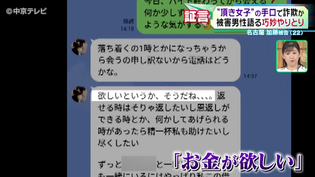 “頂き女子”の手口で詐欺か　恋愛感情を利用し6人の男性から計845万円をだまし取った罪　男性だます“境遇”と“甘い言葉”　被害男性語る巧妙やりとりとは･･･