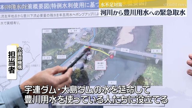 河川から豊川用水への緊急取水 水不足対策