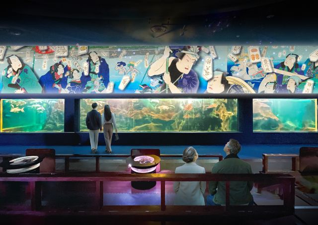 泳ぐ魚とデジタルアートが融合！大水槽で“伊勢参りの旅”を映像で体感、伊勢シーパラダイスで新展示スタート＜水槽展示の映像を一部公開＞